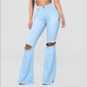 Dazed For Days Flare Jeans - Light Blue Wash Fashion Nova